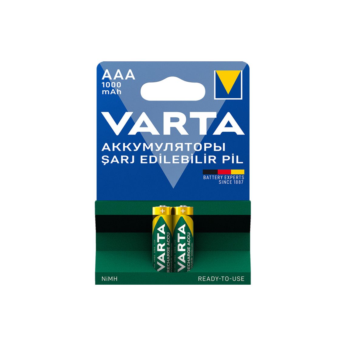ელემენტი VARTA ACC.R2U/RECH.A.POW.AAA1000MAH BLI2CIS — ელემენტები და ბატარეები